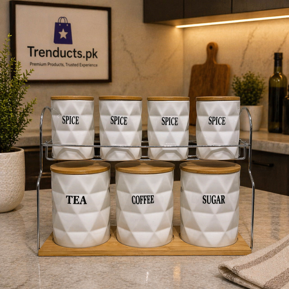 7-Piece Premium Ceramic Airtight Food Storage Jar Set