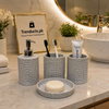 Linear-Luxe 4-Piece Premium Resin Bathroom Accessory Set