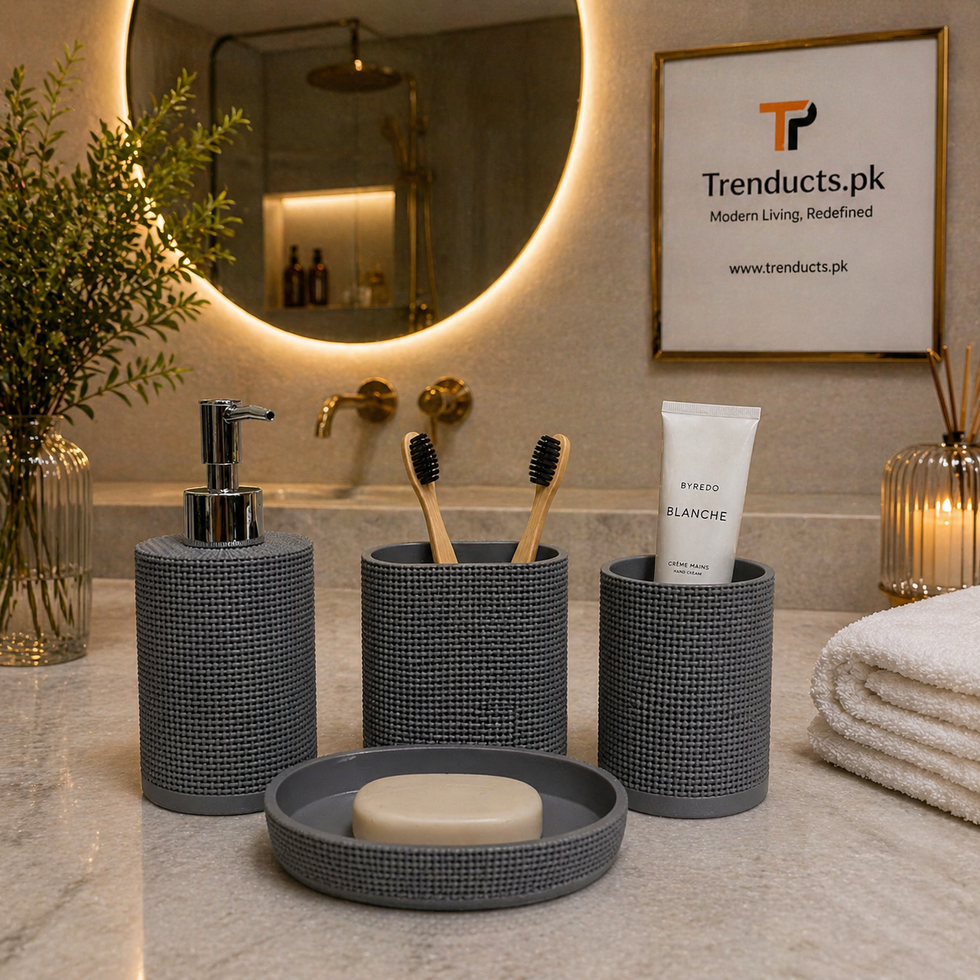 Linear-Luxe 4-Piece Premium Resin Bathroom Accessory Set