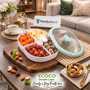 Ecoco Rotating Double Layer Snack Box – Partitioned Candy & Dry Fruit Organizer MJ