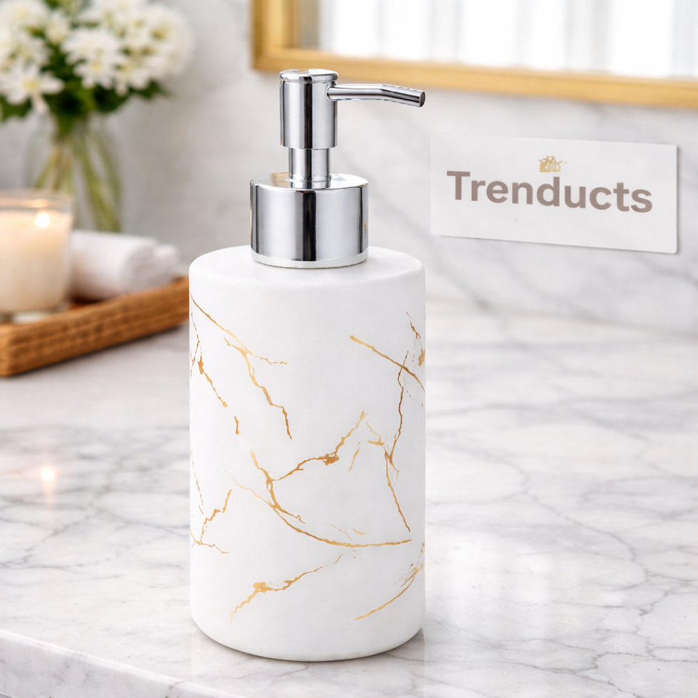Luxury Marble Design Soap Dispenser – Elegant Resin Liquid Pump for Bathroom & Kitchen
