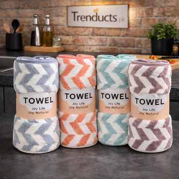 Ultra Soft Striped Towel Set – Highly Absorbent Bath & Kitchen Towels GH