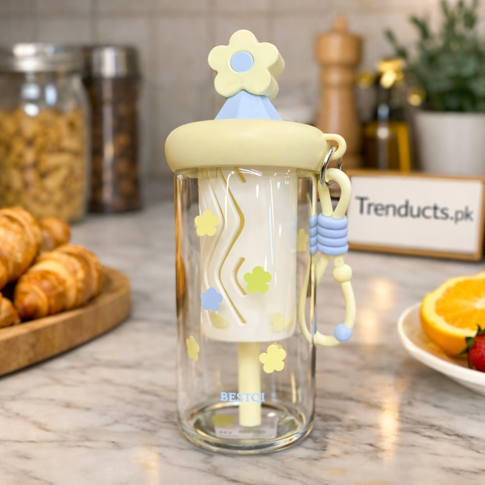 Aesthetic Glass Sipper Cup – Minimalist Tumbler with Handle