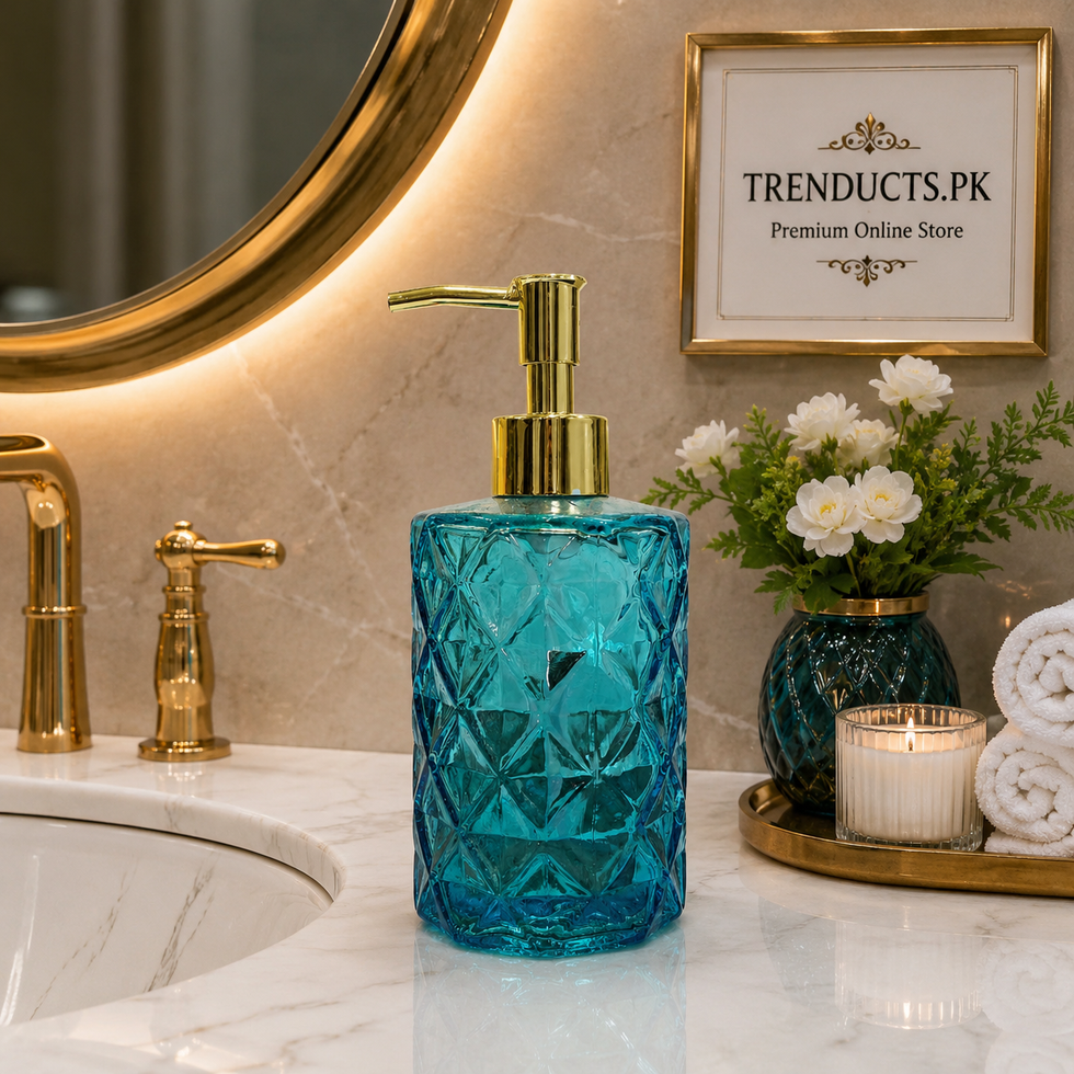 300ml Amber Glass Soap Dispenser - Luxury Vintage Pump