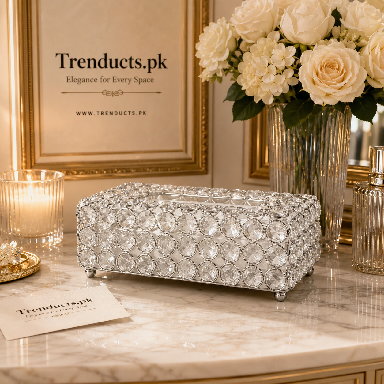 Premium Crystal Tissue Box Holder