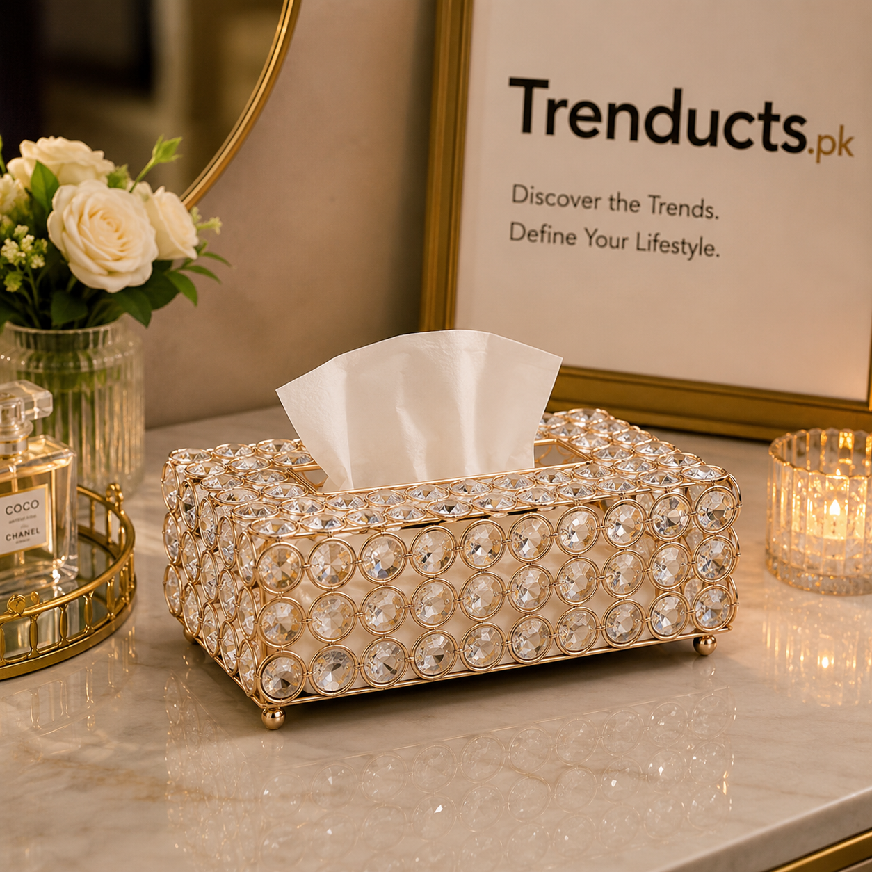 Premium Crystal Tissue Box Holder