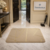 Luxurious Gold Stripe Faux Rabbit Fur Mat – Ultra-Soft Anti-Slip Accent Rug