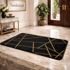 Luxurious Gold Stripe Faux Rabbit Fur Mat – Ultra-Soft Anti-Slip Accent Rug