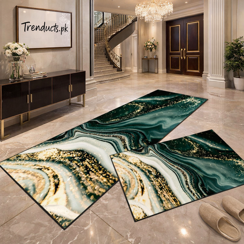 Premium Marble-Style 2-Piece Runner Mat Set
