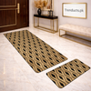 Modern Geometrical 2-Piece Runner Mat Set – Nappa Leather Fabric & Anti-Slip Rubber Base