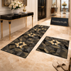 Modern Geometrical 2-Piece Runner Mat Set – Nappa Leather Fabric & Anti-Slip Rubber Base