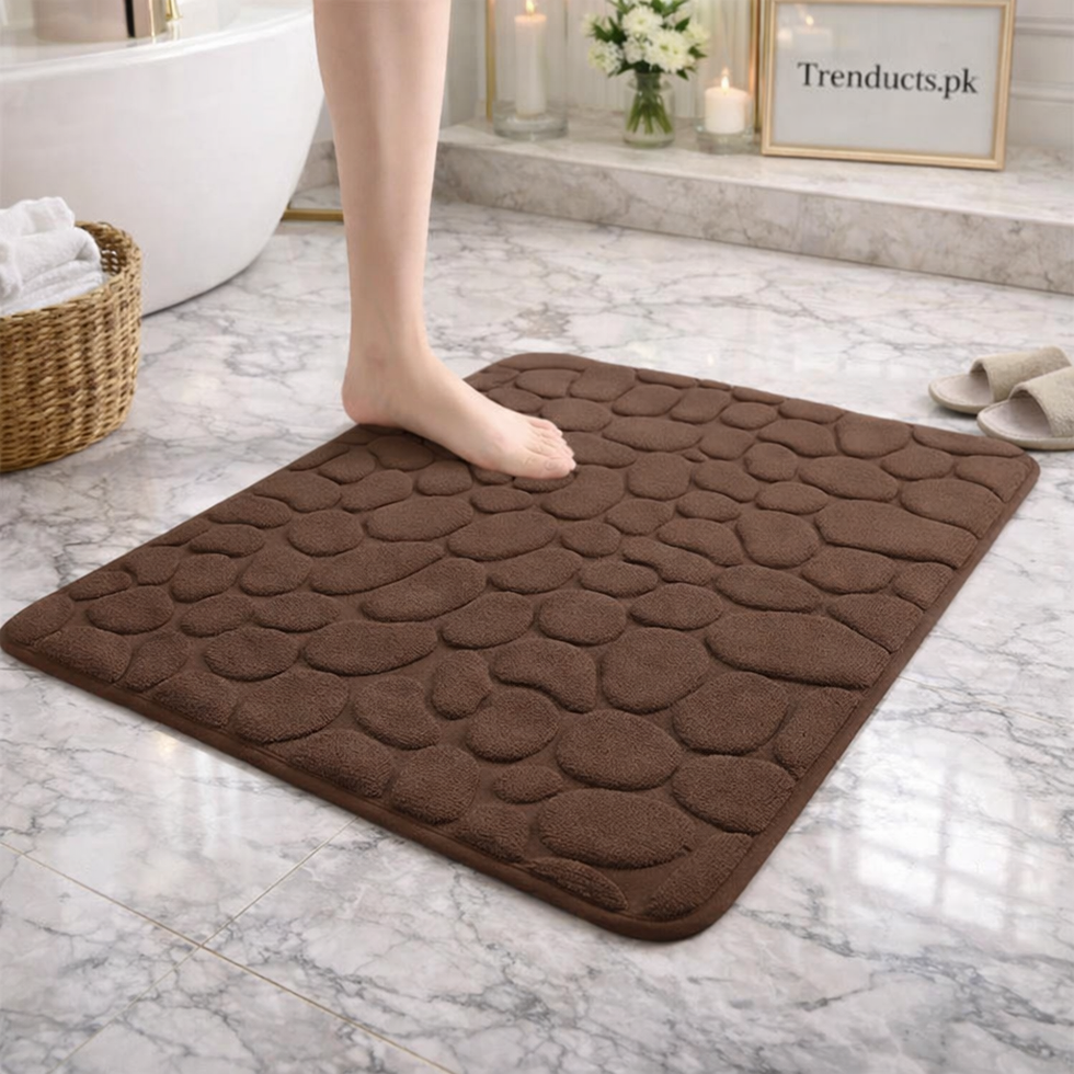 Premium Pebble Stone Embossed Bath Mat – Water Absorbent & Anti-Slip