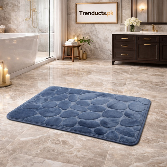 Premium Pebble Stone Embossed Bath Mat – Water Absorbent & Anti-Slip