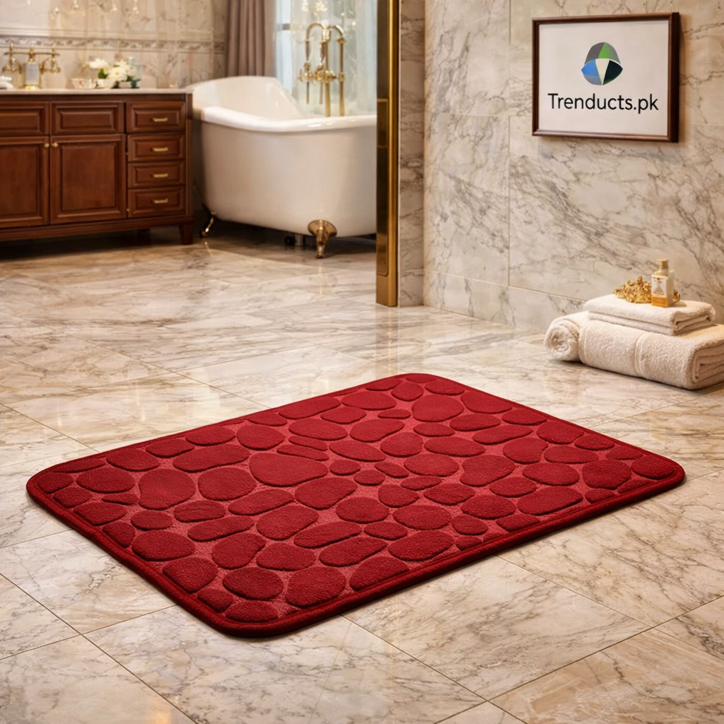Premium Pebble Stone Embossed Bath Mat – Water Absorbent & Anti-Slip