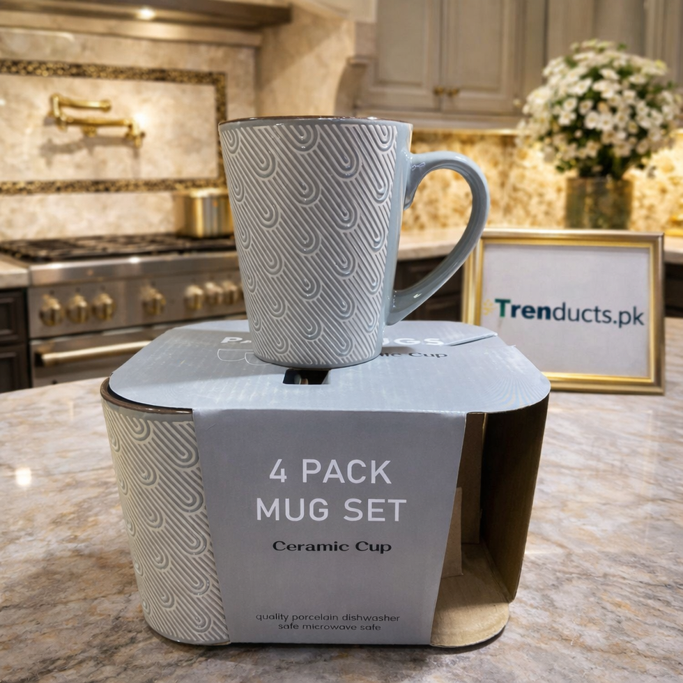 Premium 4-Piece Textured Ceramic Mug Set – Modern Nordic Coffee & Tea Cup Collection