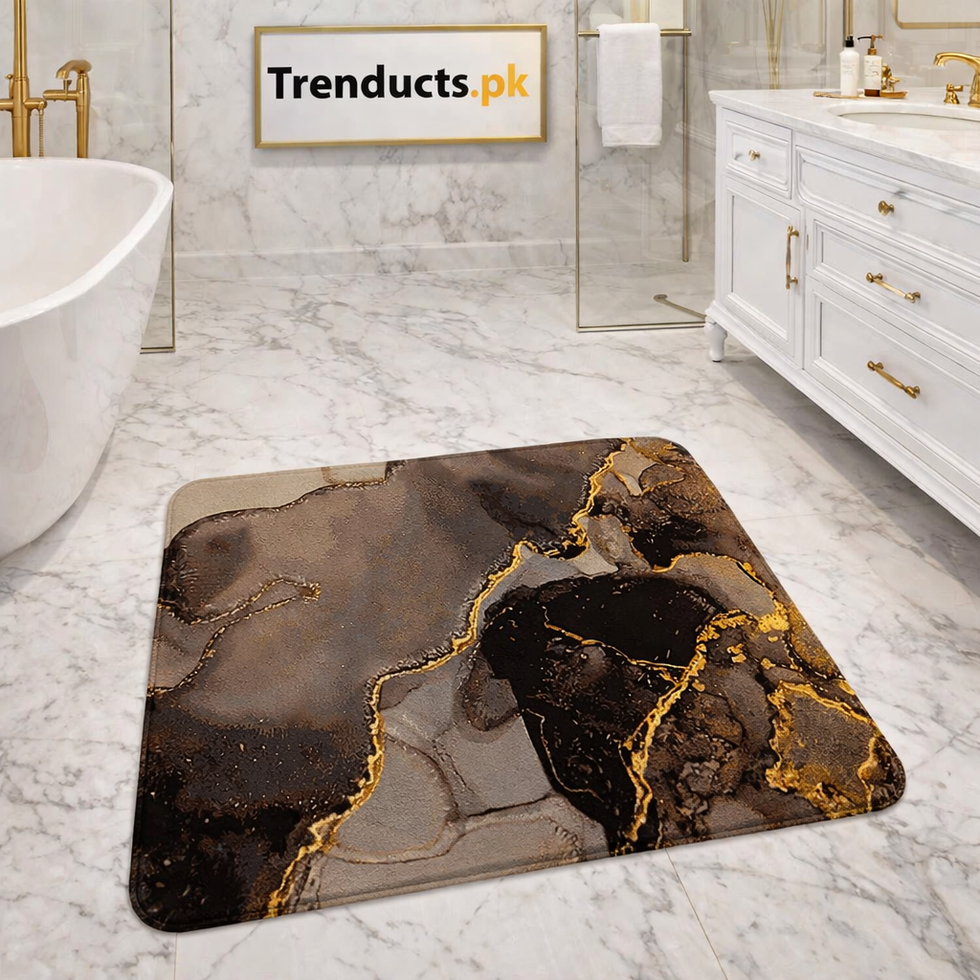 Modern Square-Edge Quick-Dry Bathroom Mat – Super Absorbent Anti-Slip Floor Rug