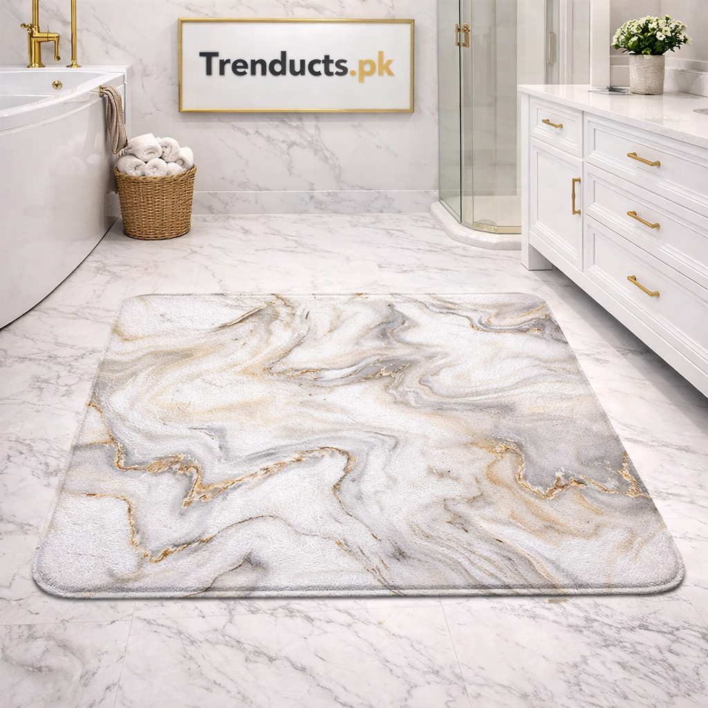 Modern Square-Edge Quick-Dry Bathroom Mat – Super Absorbent Anti-Slip Floor Rug