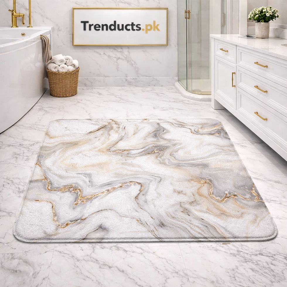 Modern Square-Edge Quick-Dry Bathroom Mat – Super Absorbent Anti-Slip Floor Rug