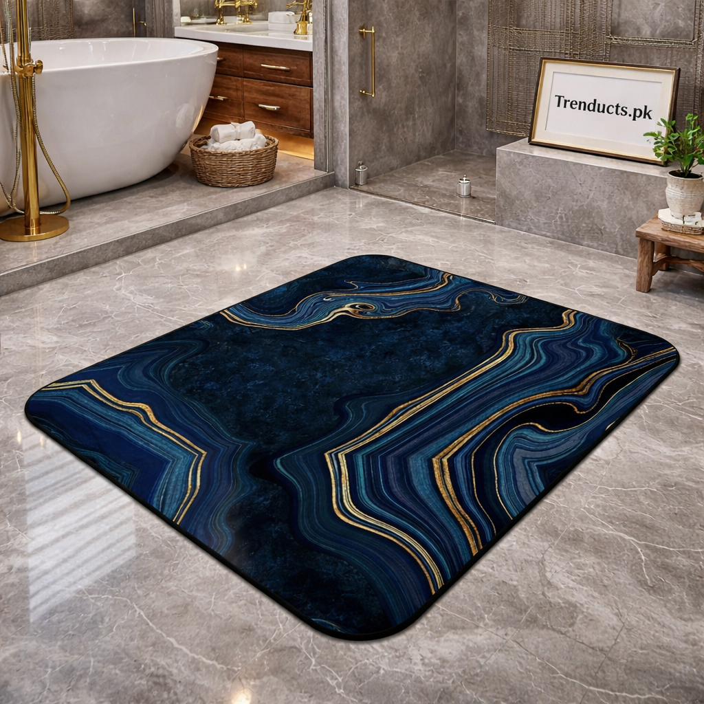 Modern Square-Edge Quick-Dry Bathroom Mat – Super Absorbent Anti-Slip Floor Rug