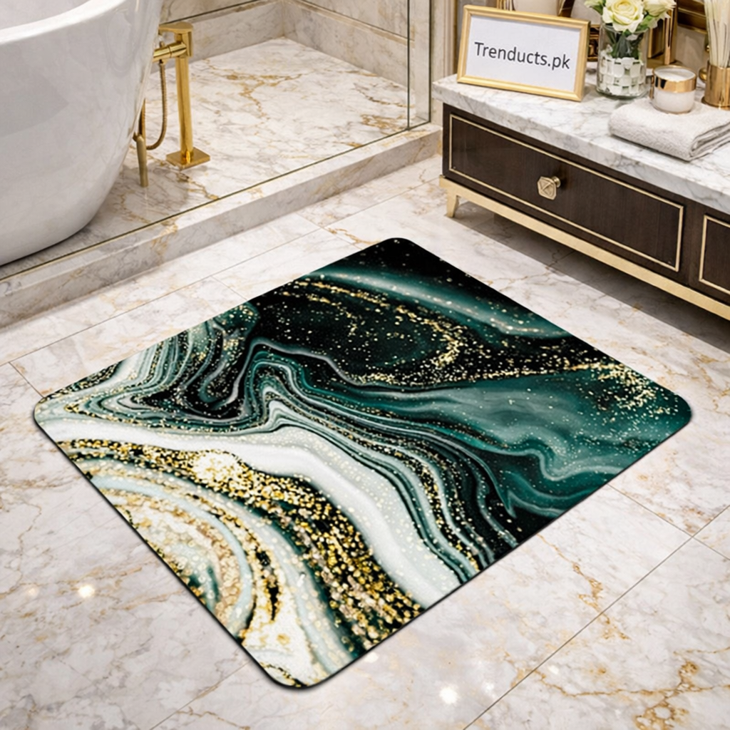 Modern Square-Edge Quick-Dry Bathroom Mat – Super Absorbent Anti-Slip Floor Rug