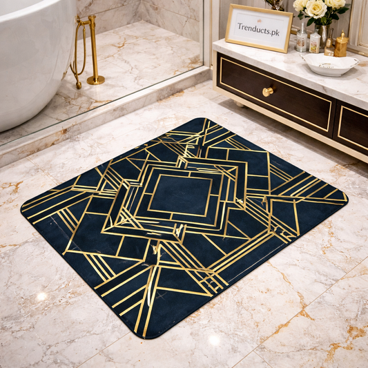 Modern Square-Edge Quick-Dry Bathroom Mat – Super Absorbent Anti-Slip Floor Rug