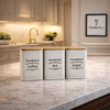 Hausroland 3-Piece Storage Canister Set with Wood Lids – Black, White & Grey