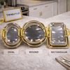 Triple-Tiered Chrome Trays with Embossed Gold Border