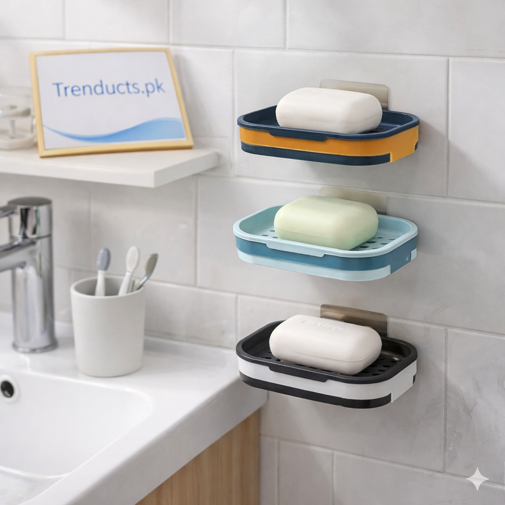 Anti-Slippery Soap Tray - Self-Draining Dish Holder