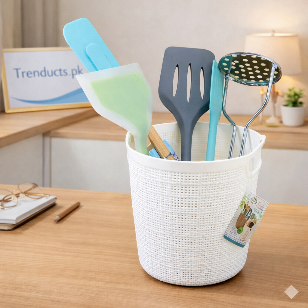 Floral Circular Storage Basket - Elegant Home Organizer