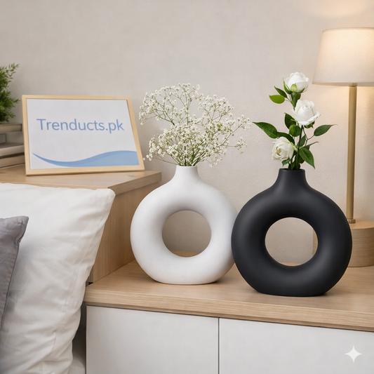 Minimalist Plastic Vase - Modern Shelf Decor (each)