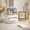 Premium Vanity Organizer - Tissue Box & Skincare Showcase with Acrylic Door
