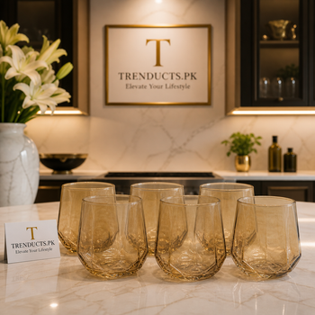 Diamond Geometric Drinking Glass Set - Pack of 6