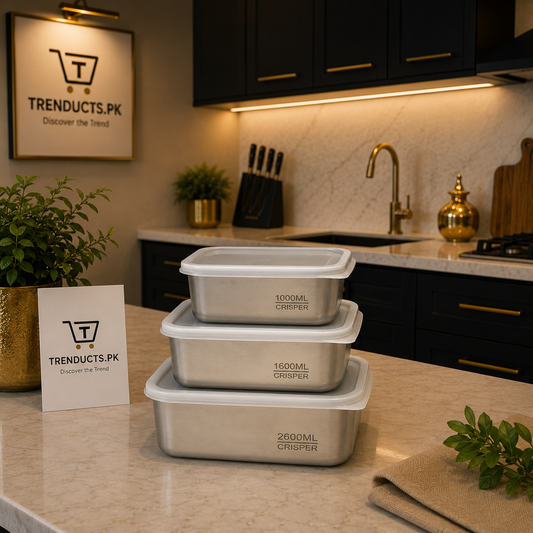 Premium 3-Piece Stainless Steel Storage Box Set