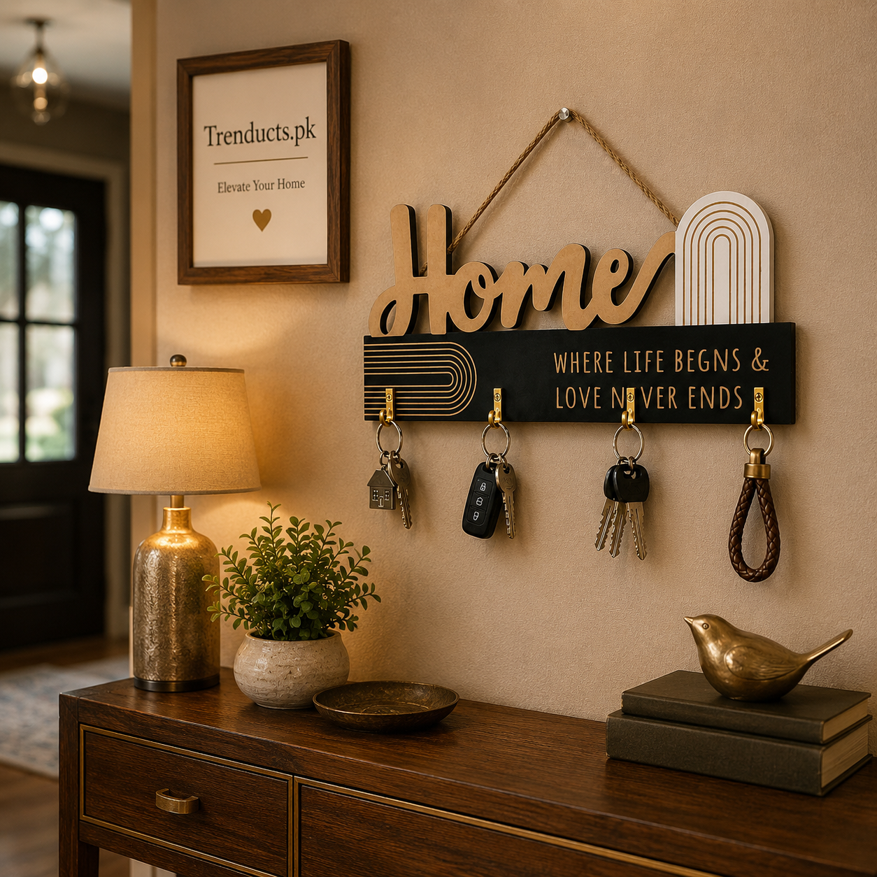 Elegant Wooden Wall-Mounted Key Organizer Collection