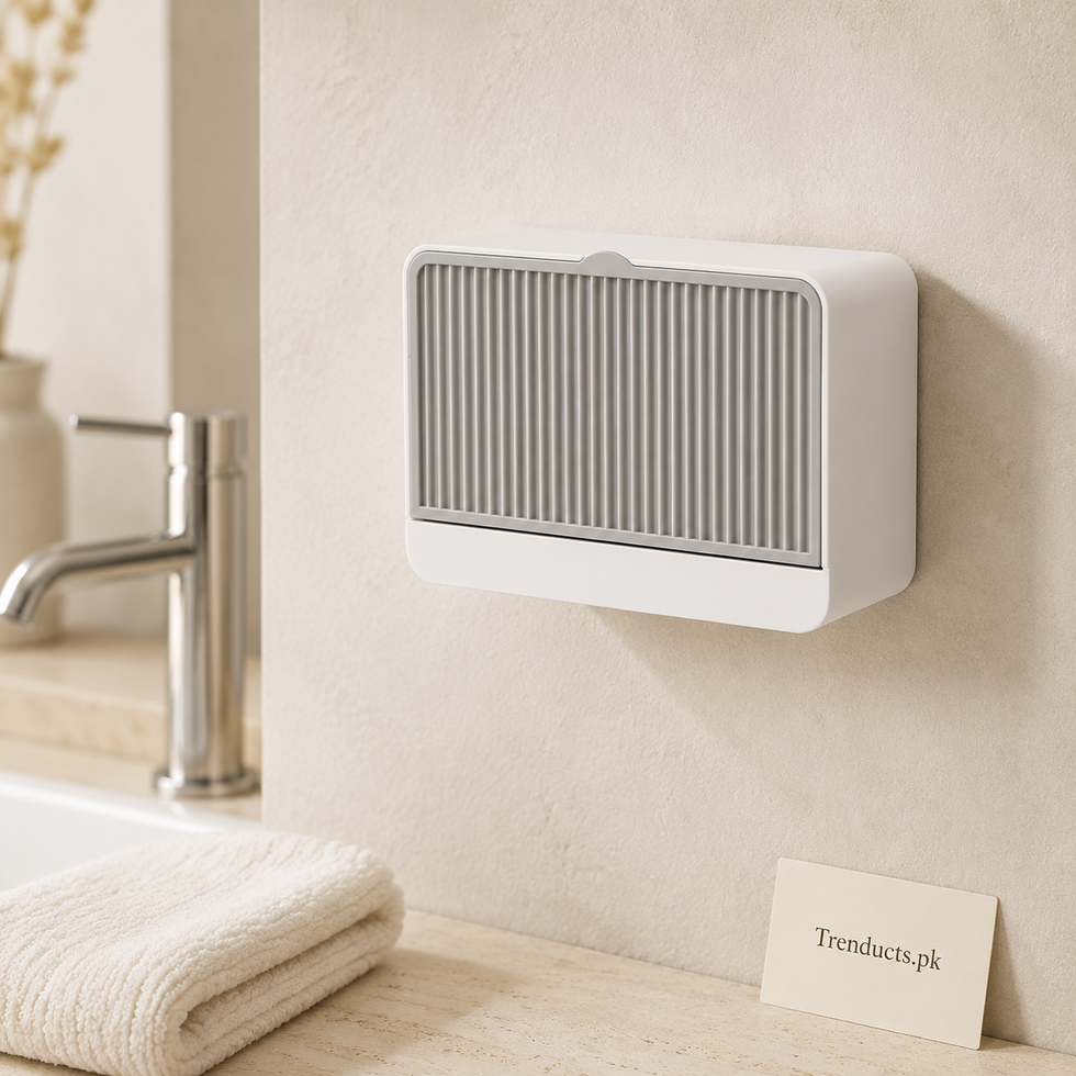 Wall-Mounted Soap Dish Holder with Lid – Double Grid Drain Box, Punch-Free
