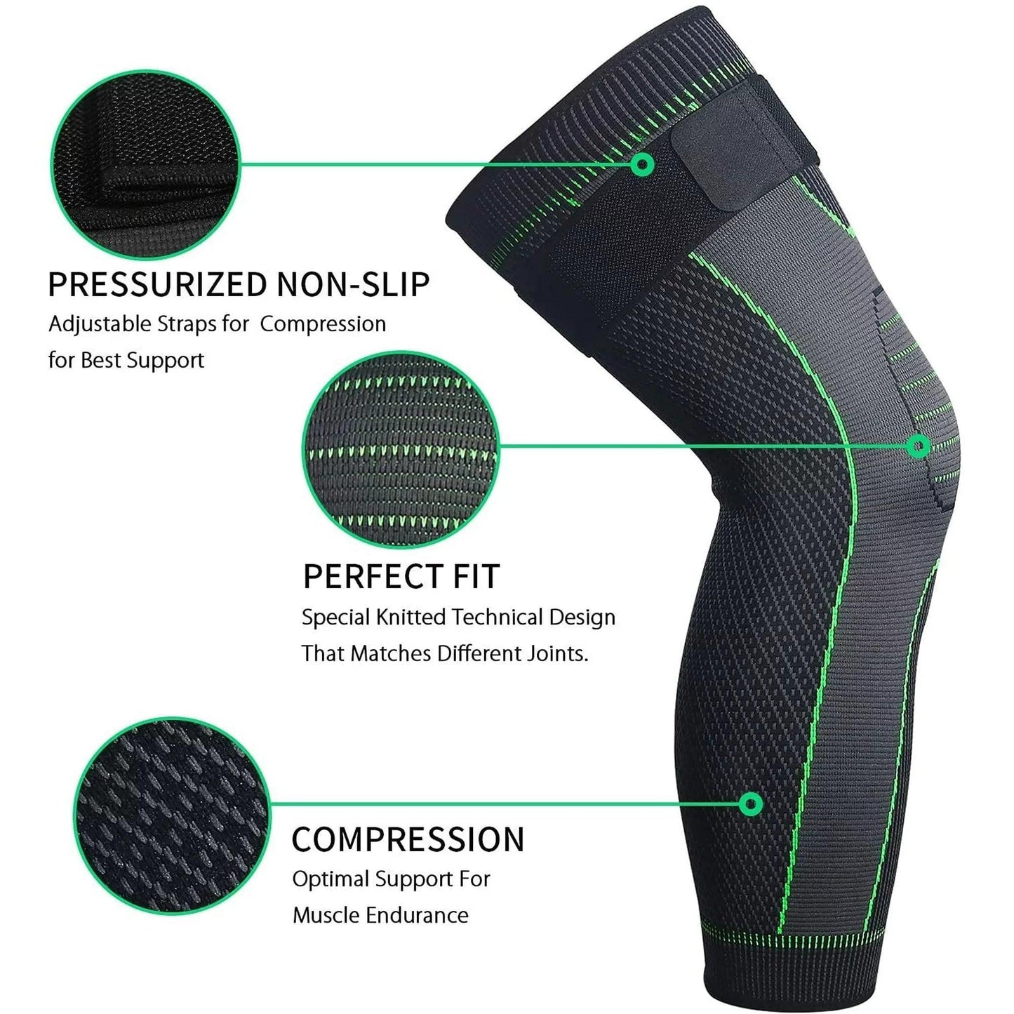 Elastic Knee Support Brace with Strap for Full-Length Protection - Clarify.pk