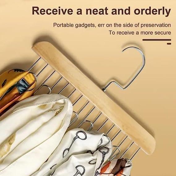 Multifunctional Wooden Hanger with 8 Hooks for Organizing Suspender and Accessories - Clarify.pk