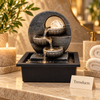 Circular Arch Bronze Tabletop Fountain with LED Crystal Ball – 3-Tier Indoor Water Feature