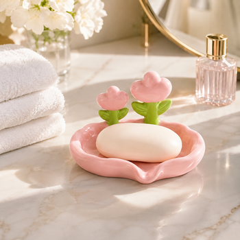 Luxury Tulip Flower Drainable Plastic Soap Holder
