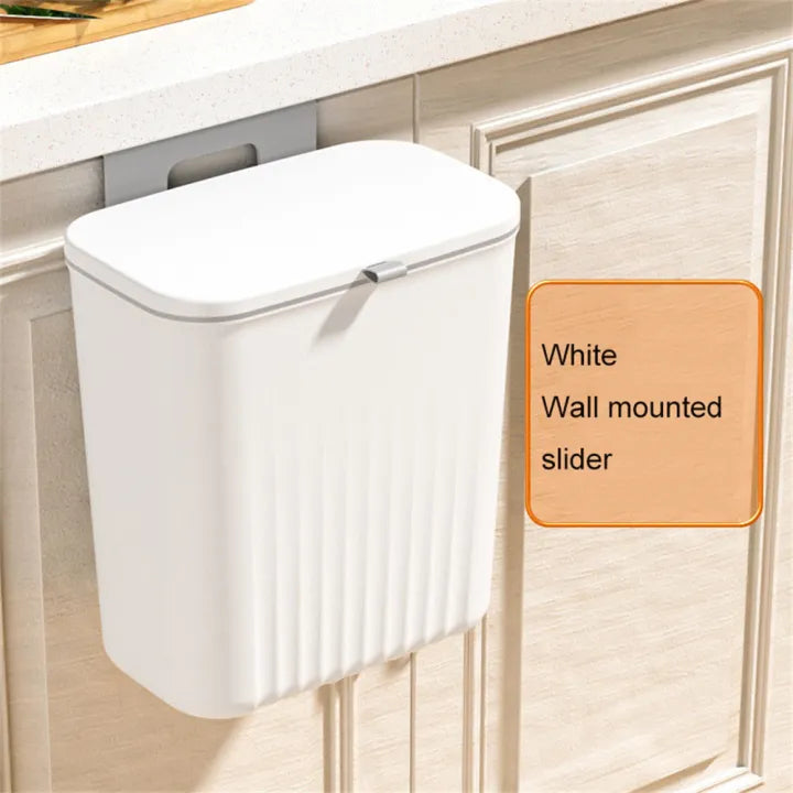 Hanging Cabinet Trash Can with Lid – Kitchen Door & Wall Mounted Waste Bin