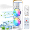Rechargeable Mist Fan - Dual Spray with Automatic Rotation and Lighting Effects - Clarify.pk