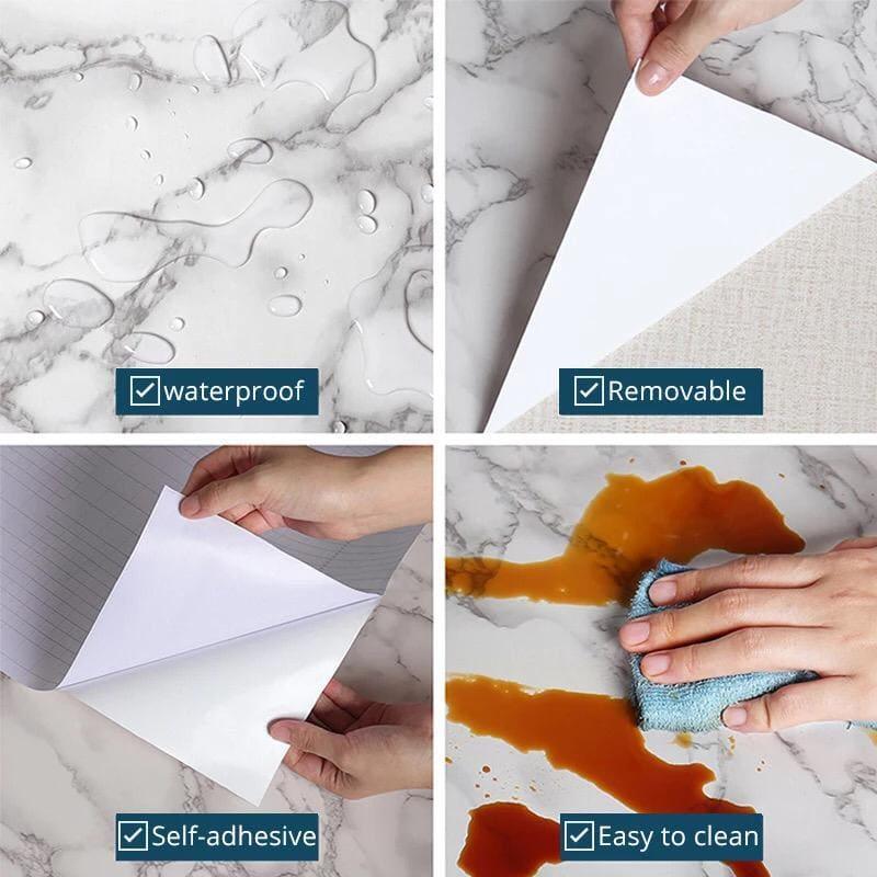 Self-Adhesive Marble-Style Wallpaper Stickers for Kitchen Cabinets and Furniture Decor - Clarify.pk