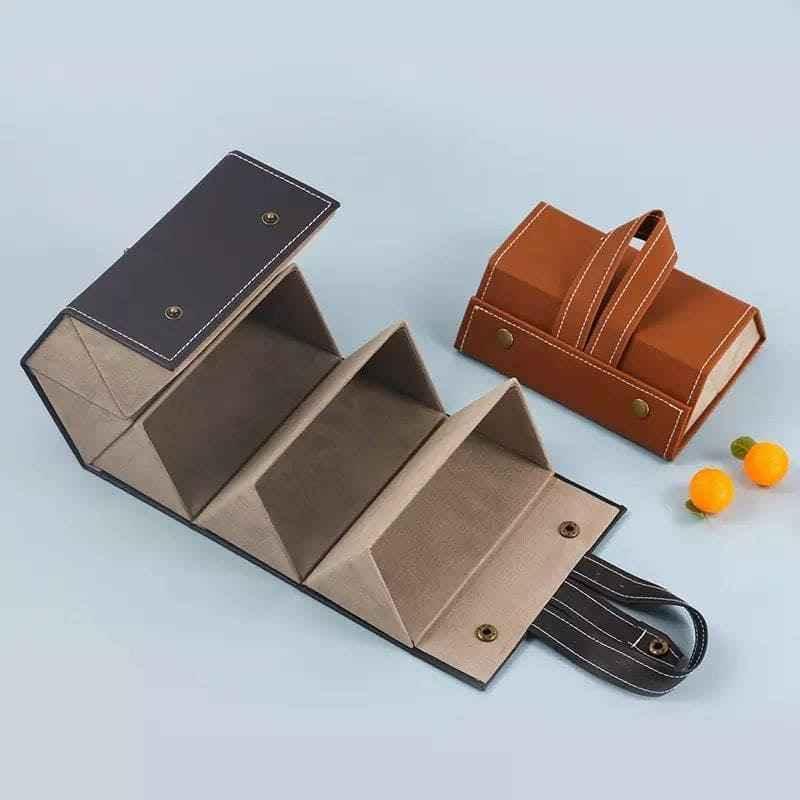 Foldable Eyewear Travel Organizer - PU Leather Case for Glasses and Sunglasses