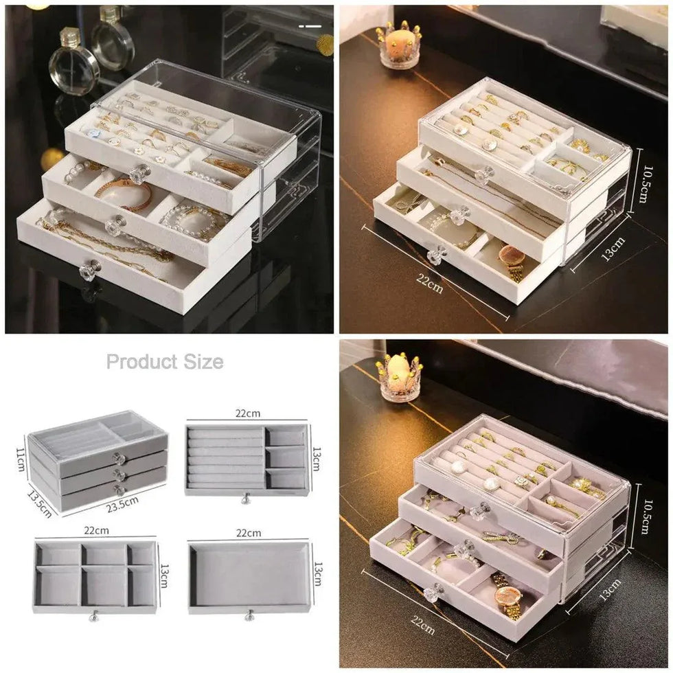 Acrylic Jewellery Organizer with 3 Drawers for Stylish Storage