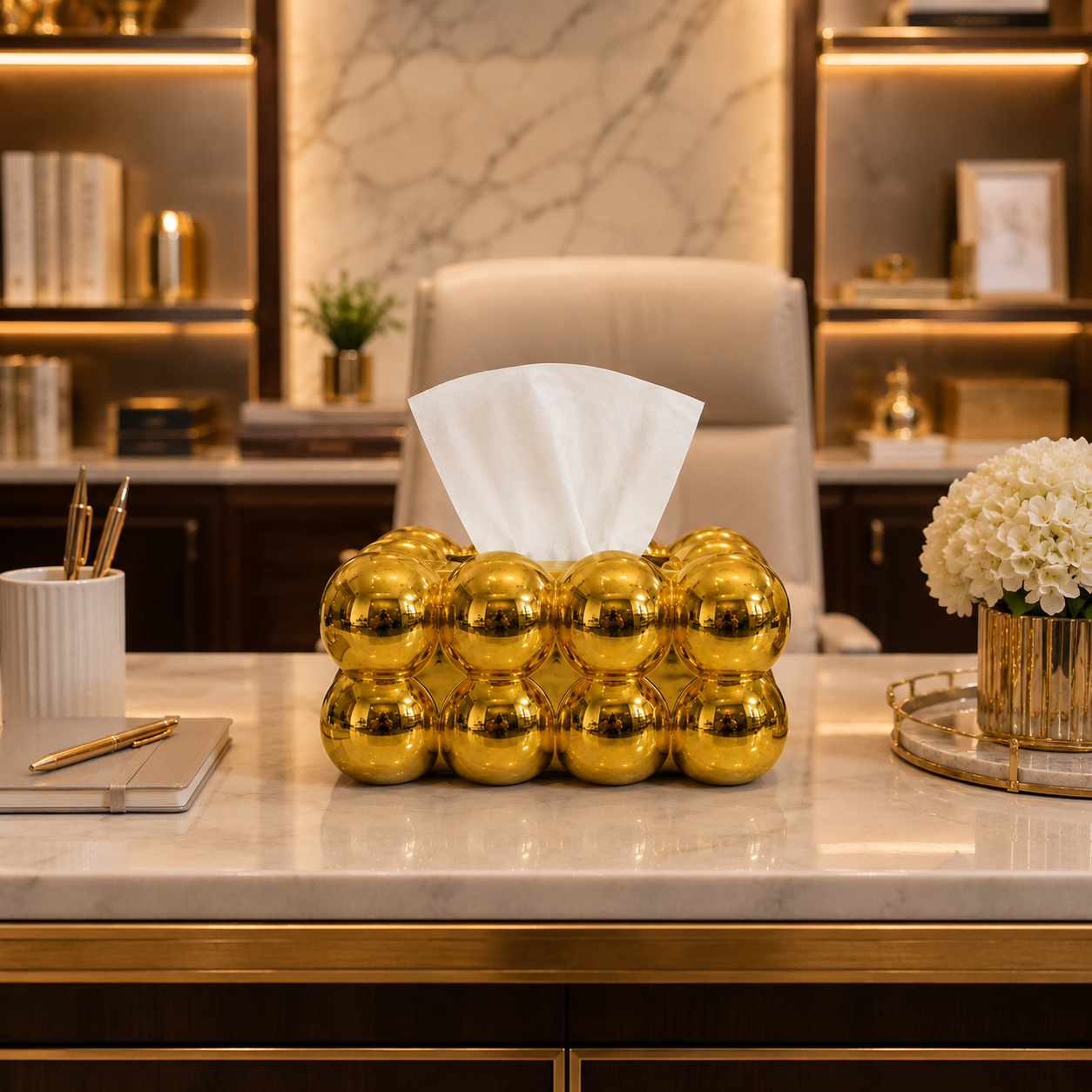 Luxury Gold Bubble Design Decorative Tissue Box