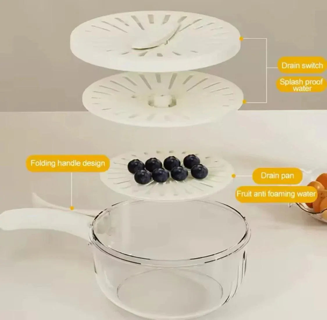 Vegetable and Fruit Washing Bowl for Easy Cleaning and Food Prep - Clarify.pk