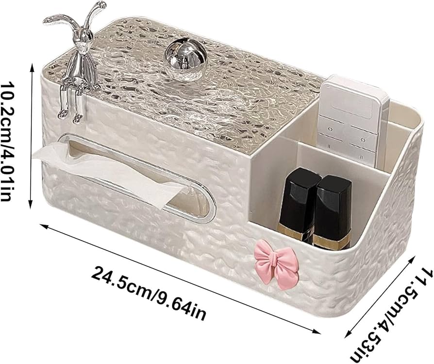 Nordic Tissue Box with Side Organizer - Luxury Desktop Holder