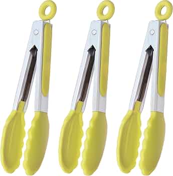 Stainless Steel Kitchen Tongs with Silicone Tips – Non-Slip Food Serving Tongs