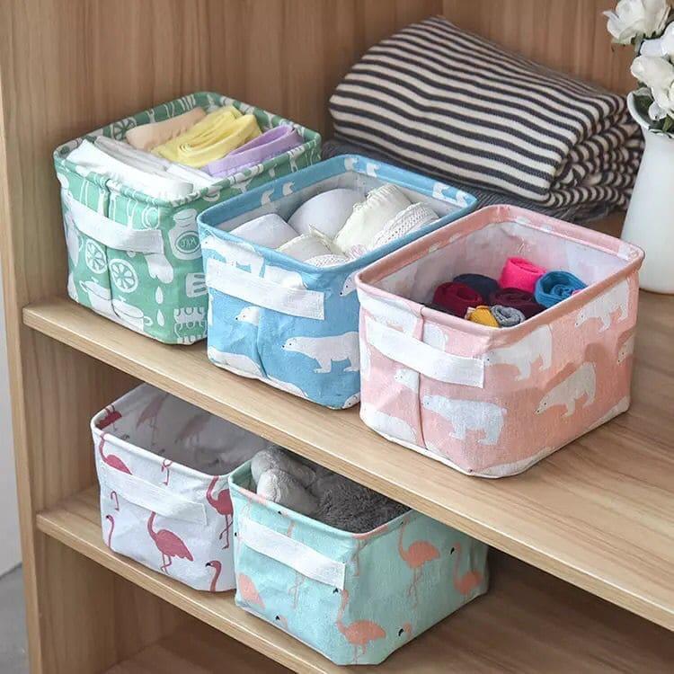 Mini Cotton Desktop Storage Basket - Stylish and Foldable Organizational Solution - Clarify.pk