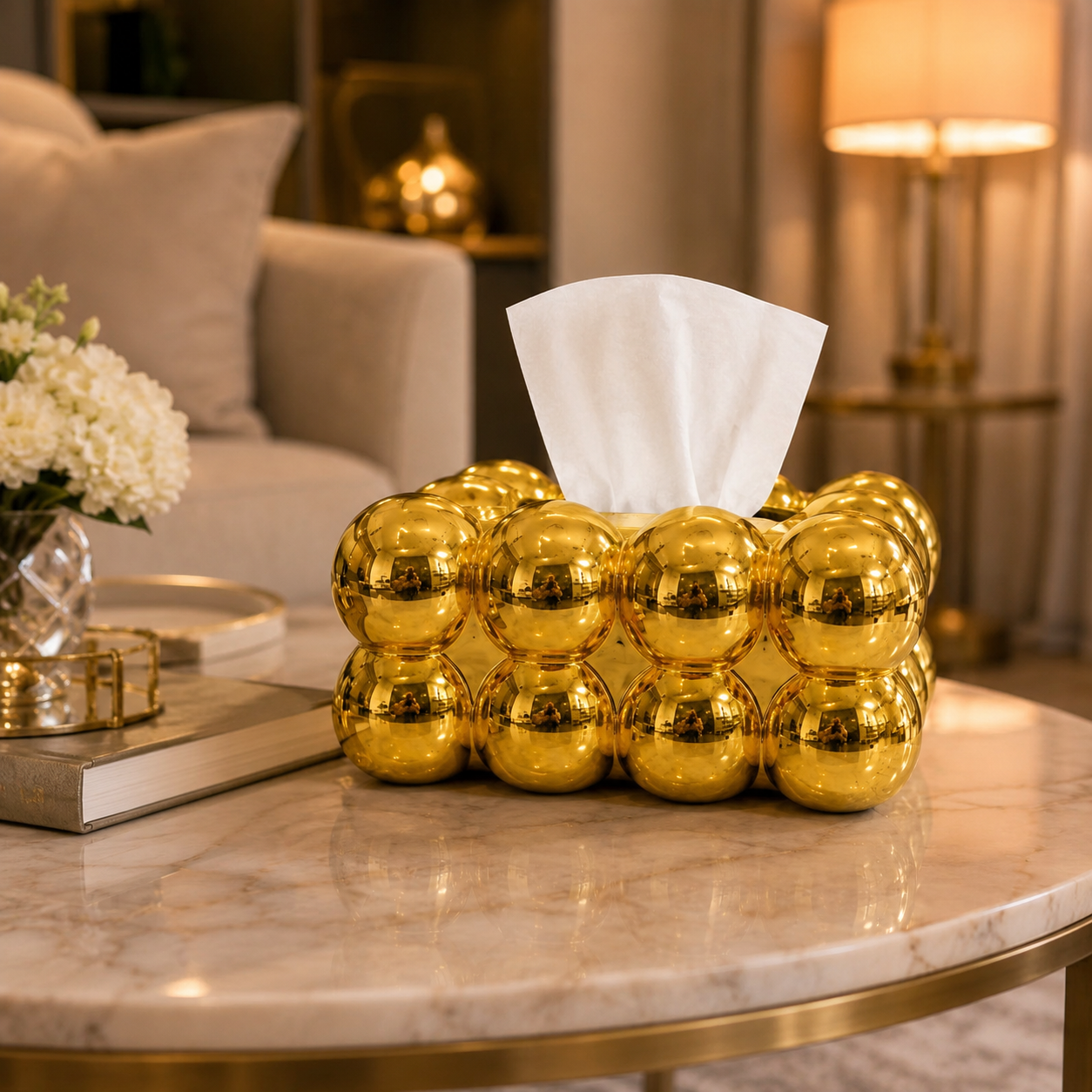 Luxury Gold Bubble Design Decorative Tissue Box